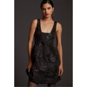 Maeve Jacquard Mini Dress Black Floral US Size 14